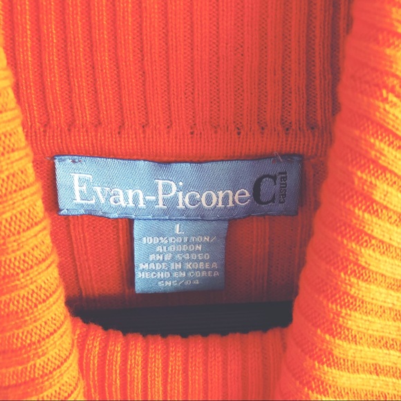 {EVAN PICONE} Orange Cable Knit Turtleneck Sweater - Picture 6 of 6